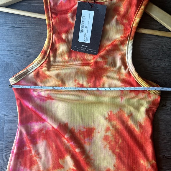 Yellow and orange tie dye bodycon stretch dress - Picture 6 of 7